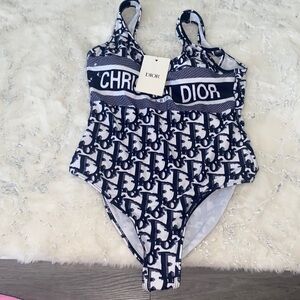 Designer style CD Dior blue swim one piece bikini size medium